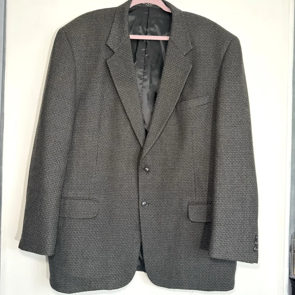 Joseph & Feiss Men’s Grey Wool Single Breasted Two Button Blazer Sport‎ Coat 48L